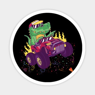 Kids T Rex Dinosaur Monster Truck Birthday Boys and Girls Magnet